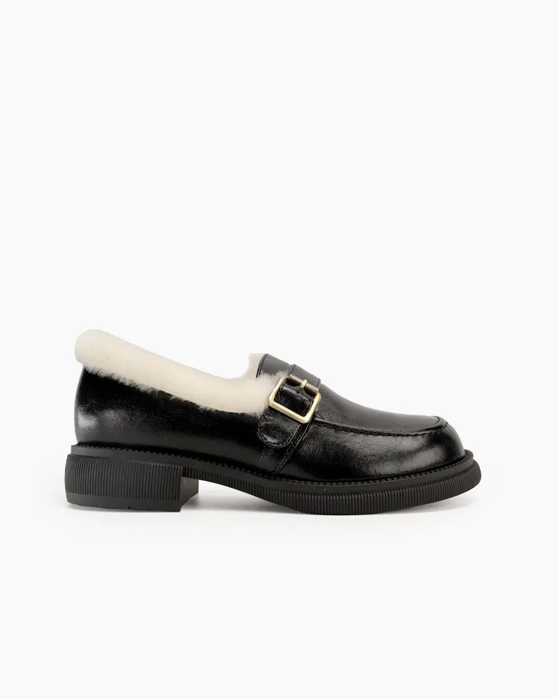 Lamb Fur Slip-on Comfortable Flat Loafers