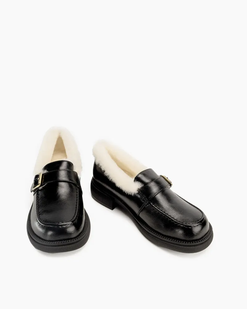 Lamb Fur Slip-on Comfortable Flat Loafers