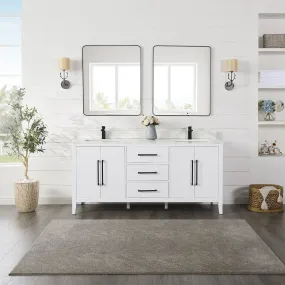 Laurel 72" Double Bathroom Vanity with Calacatta White Quartz Countertop