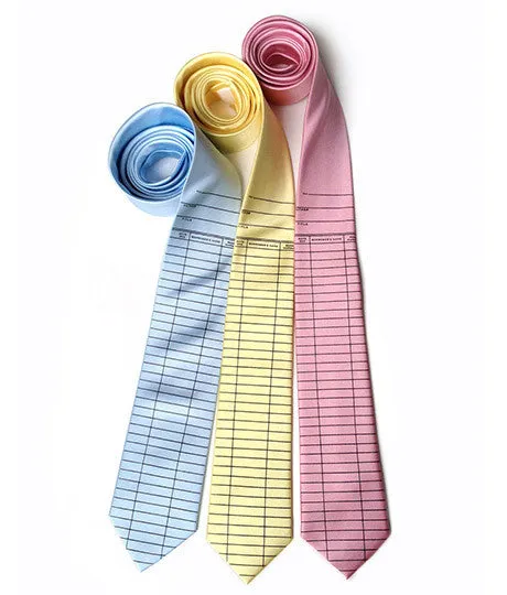 Library Due Date Slip Silk Necktie