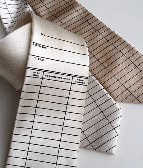 Library Due Date Slip Silk Necktie