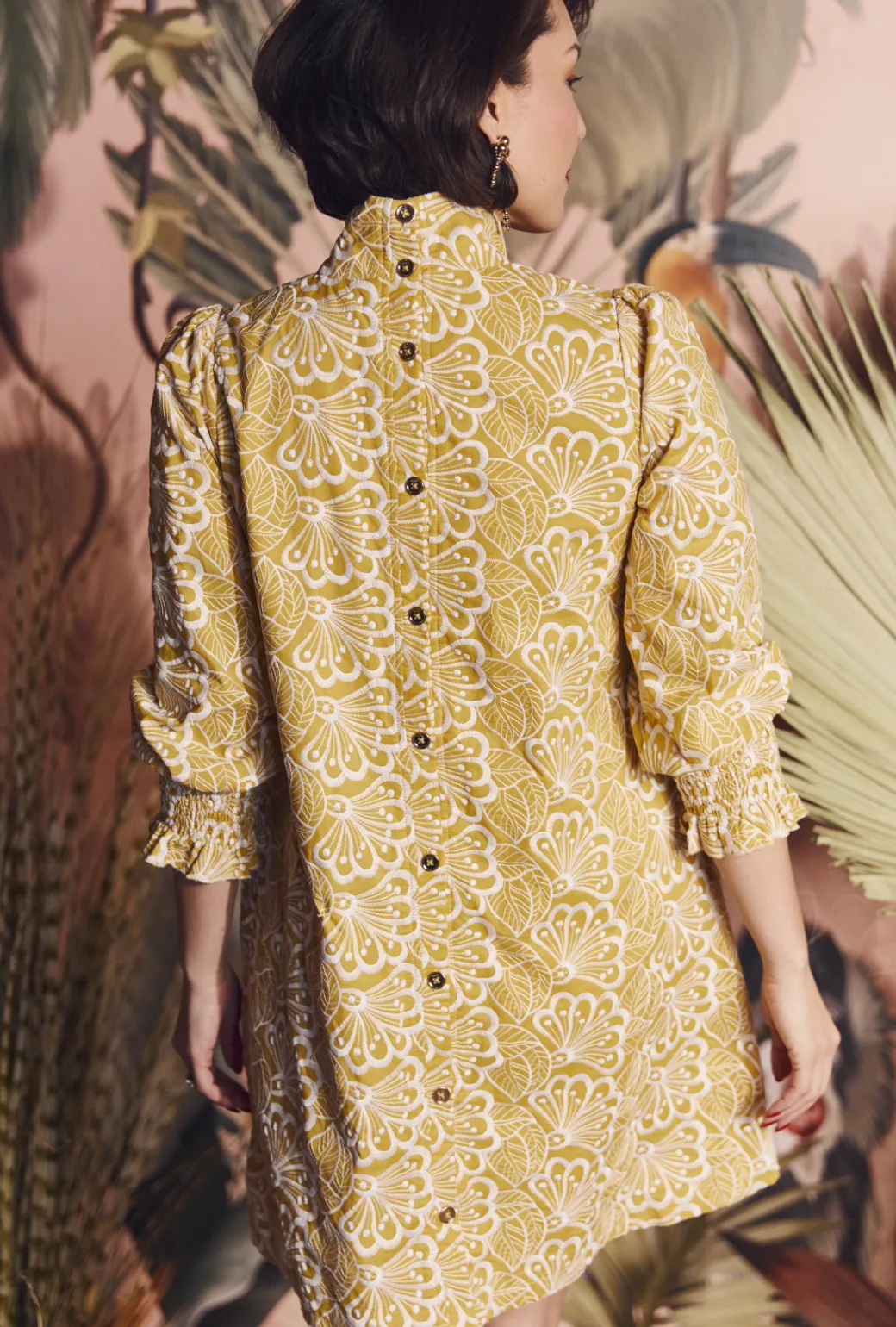 Long Sleeve Mod Dress - Marigold Embroidery