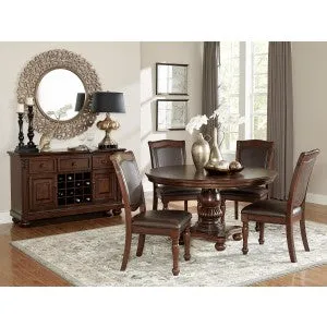 Lordsburg Traditional Dining Set with Parquet Veneer & Faux Leather - Set of 2