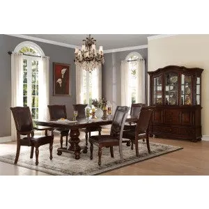 Lordsburg Traditional Dining Set with Parquet Veneer & Faux Leather - Set of 2