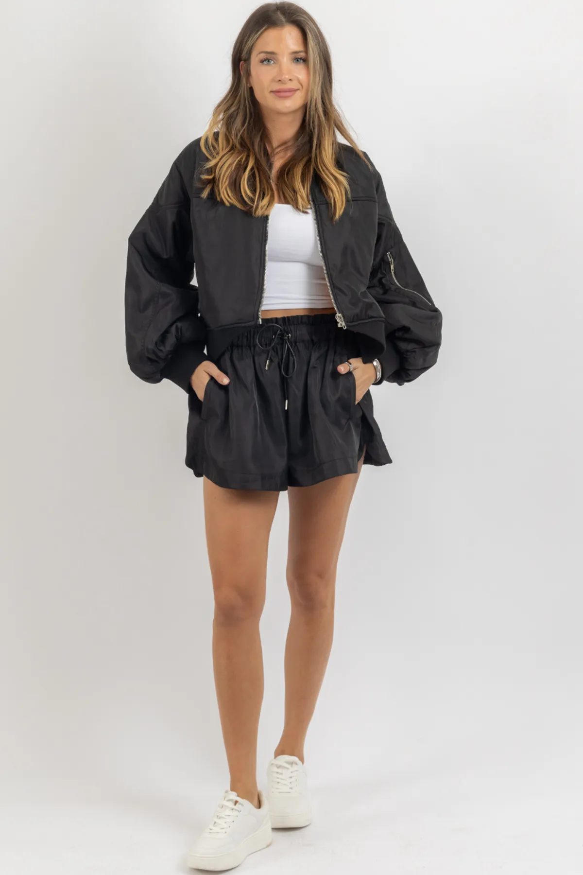 MALIBU BLACK BOMBER   SHORT SET