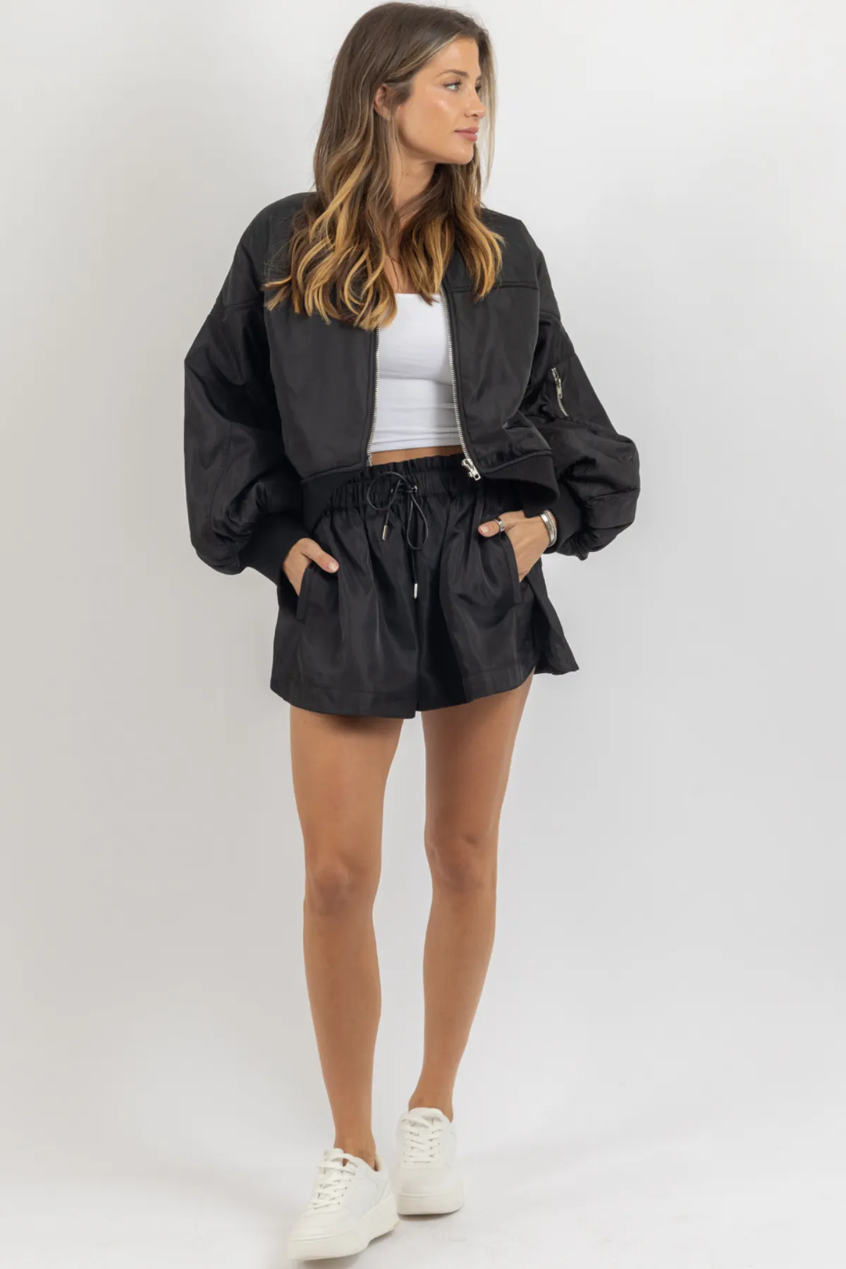 MALIBU BLACK BOMBER   SHORT SET