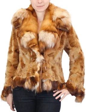 MEDIUM/LARGE GOLDEN SHEARED MINK & RUBY FOX FUR JACKET