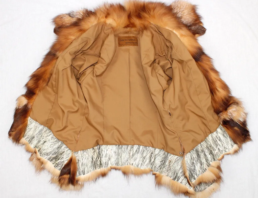 MEDIUM/LARGE GOLDEN SHEARED MINK & RUBY FOX FUR JACKET