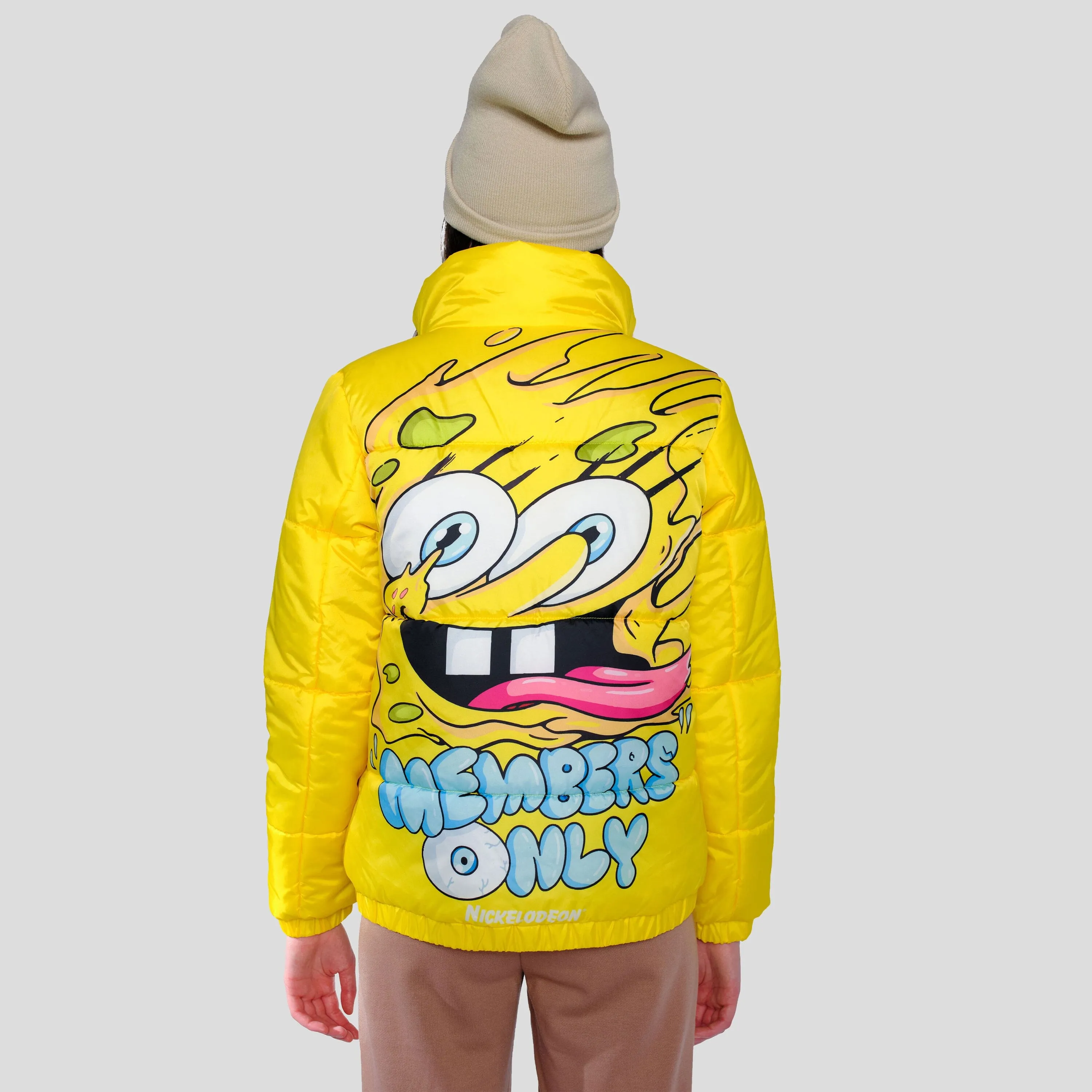 Members Only Women's Spongebob Reversible Cire Puffer Jacket