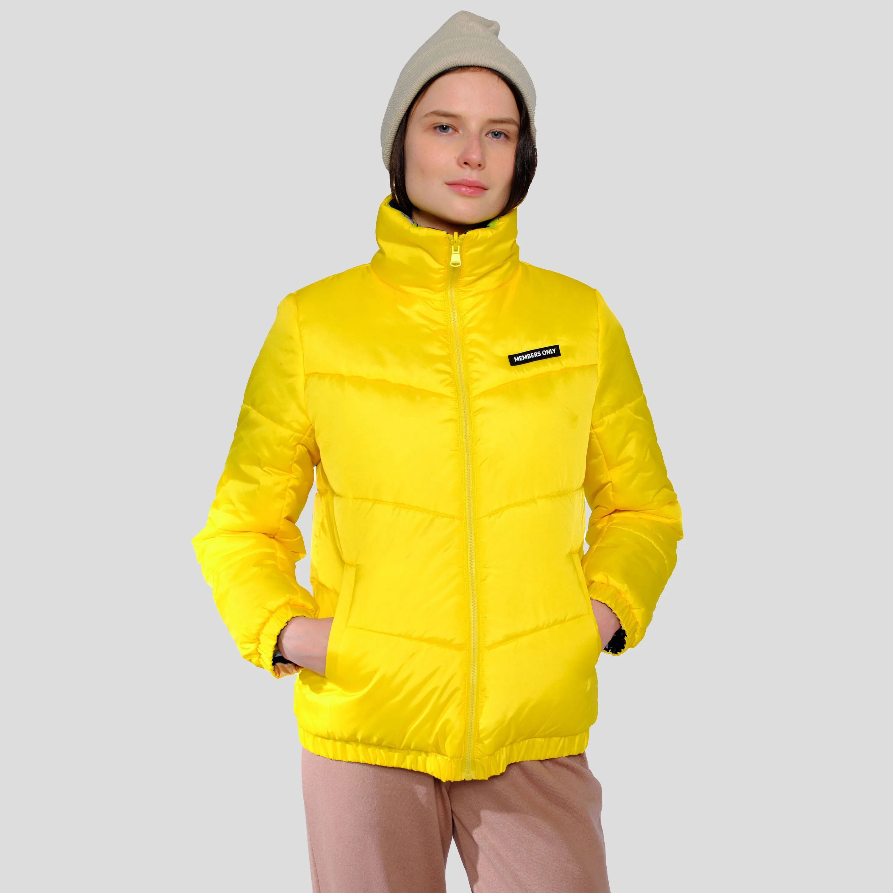 Members Only Women's Spongebob Reversible Cire Puffer Jacket