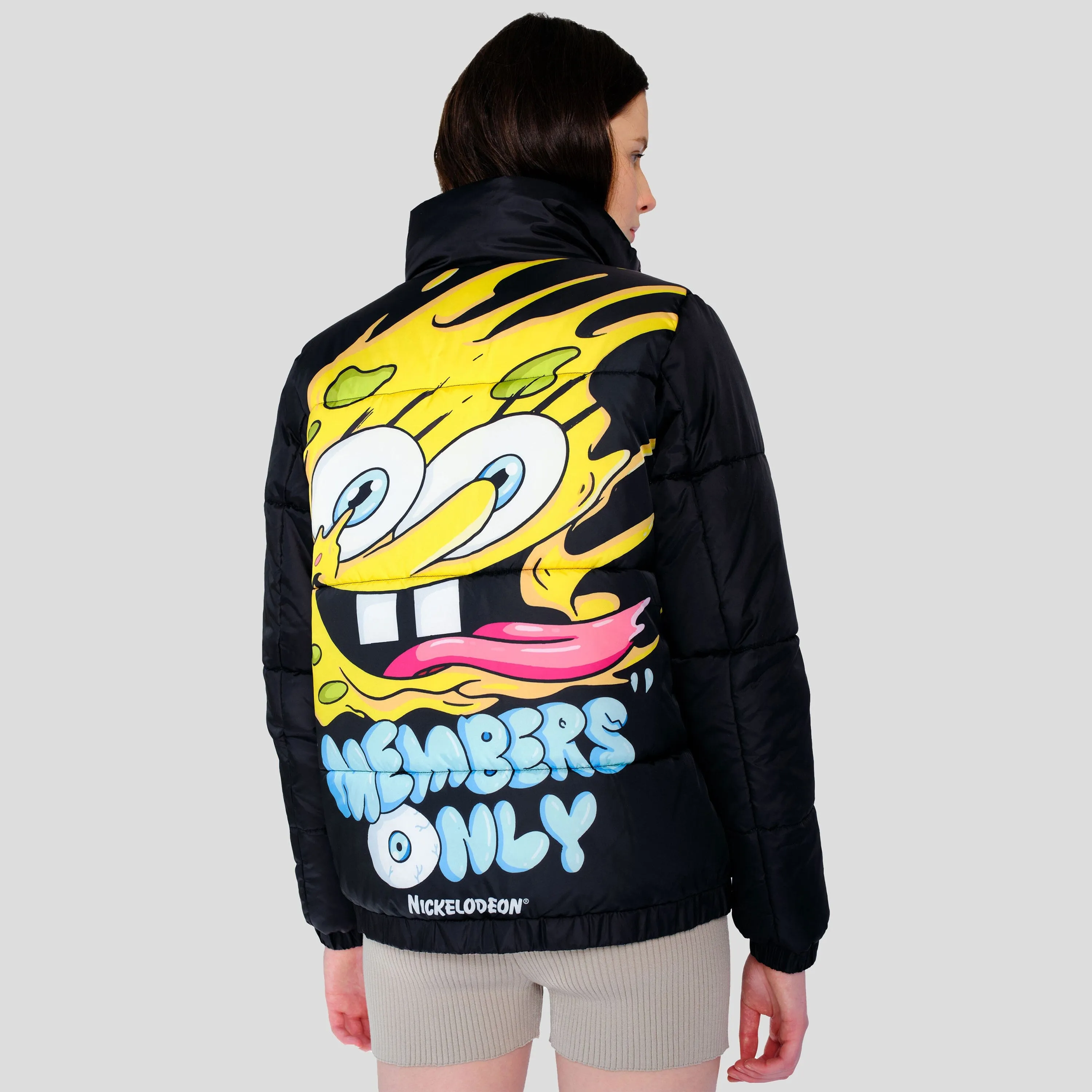 Members Only Women's Spongebob Reversible Cire Puffer Jacket