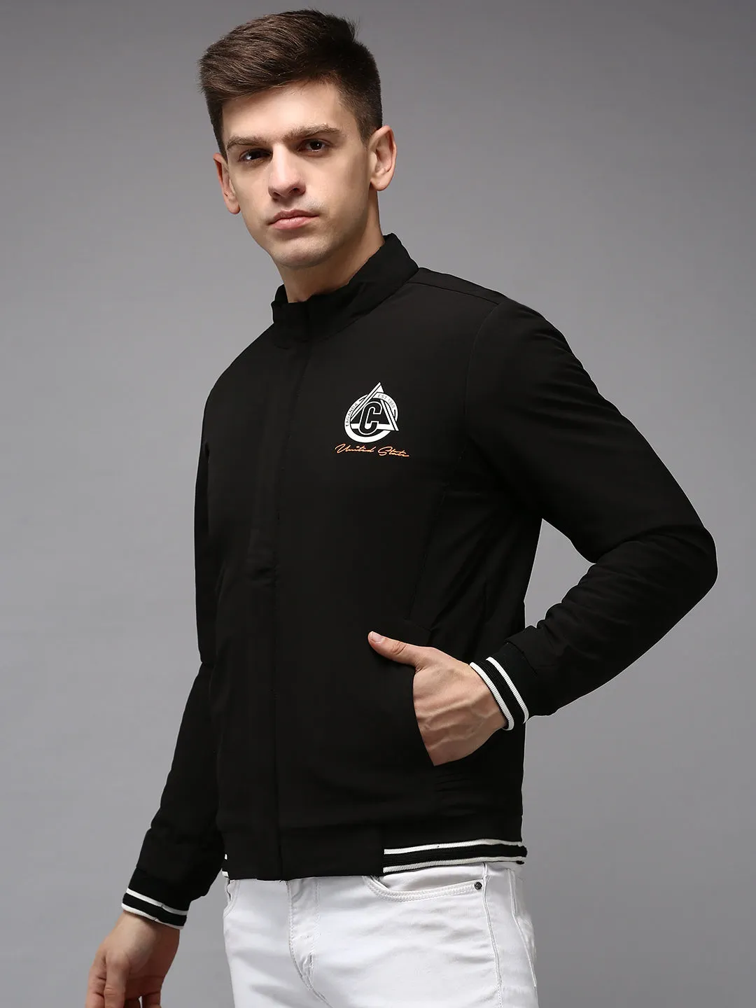 Men Black Solid Jacket