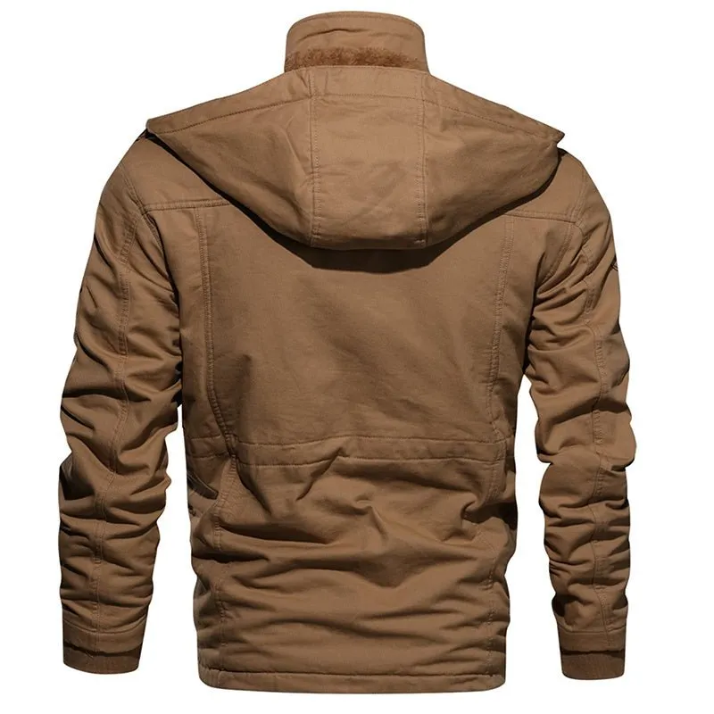 Men Winter Fleece Jacket Warm Hooded Coat Thermal Thick Outerwear Male Military Jacket