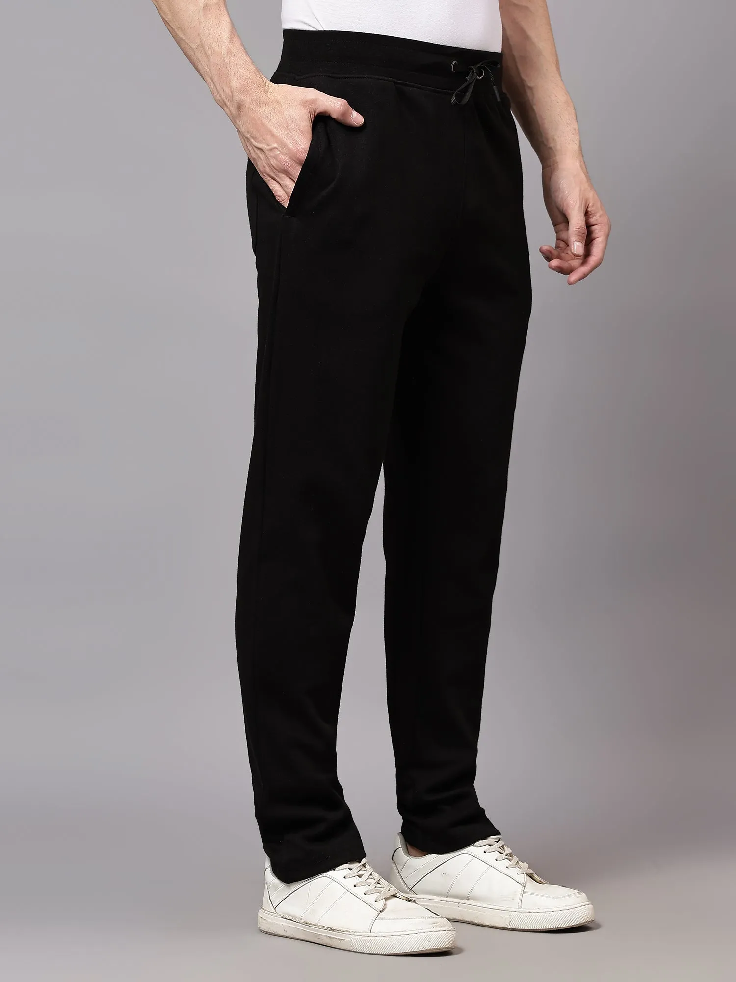 Men's Black Solid Casual Track Pant