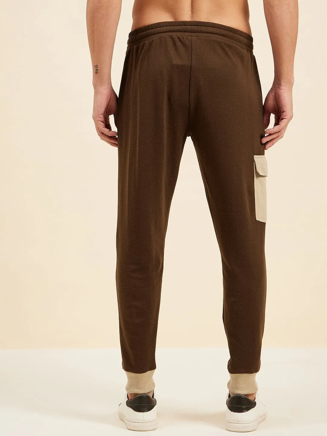 Men's Brown Terry Side Pocket Joggers - LYUSH-MASCLN