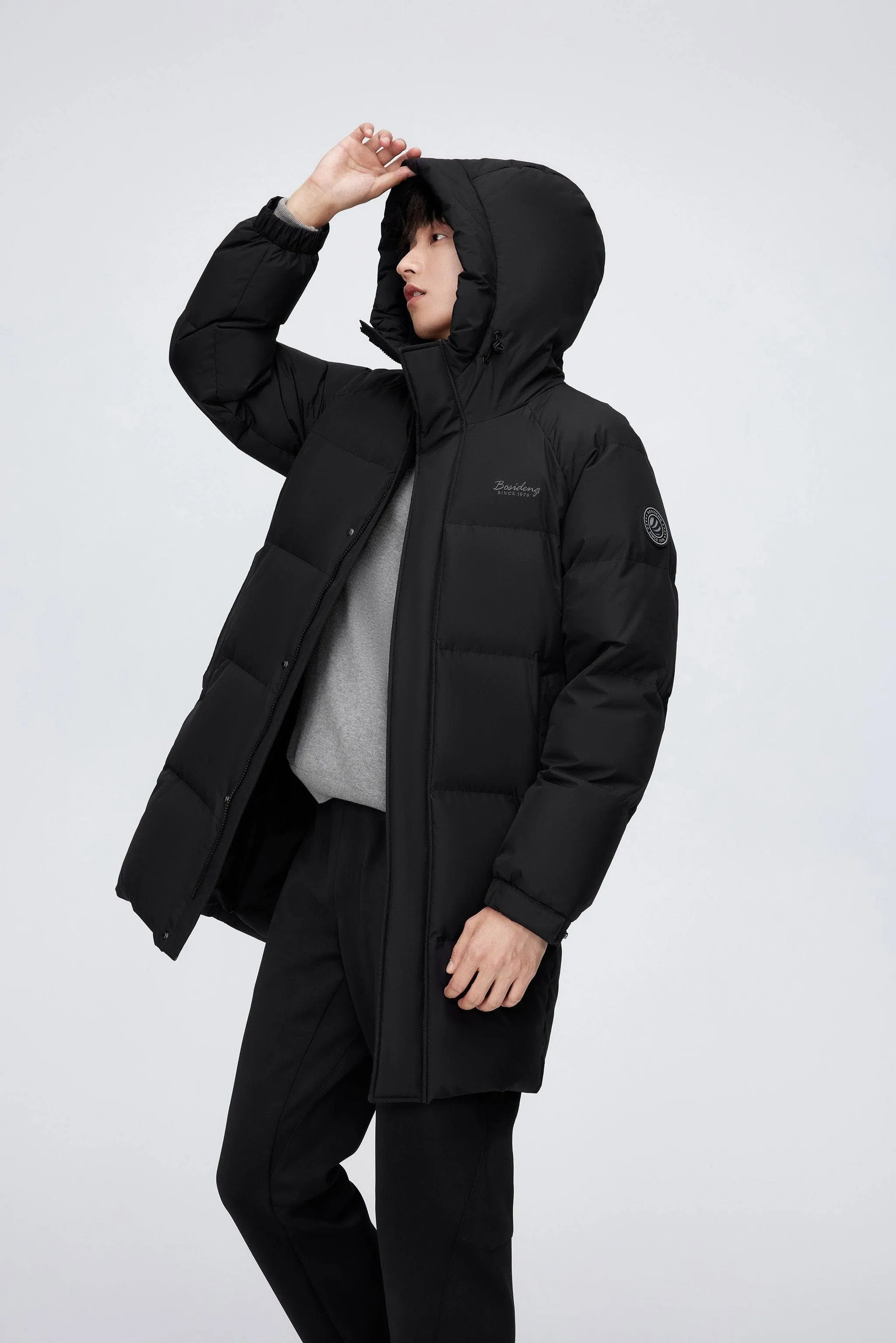 Men’s full-length down coat with hood 5229