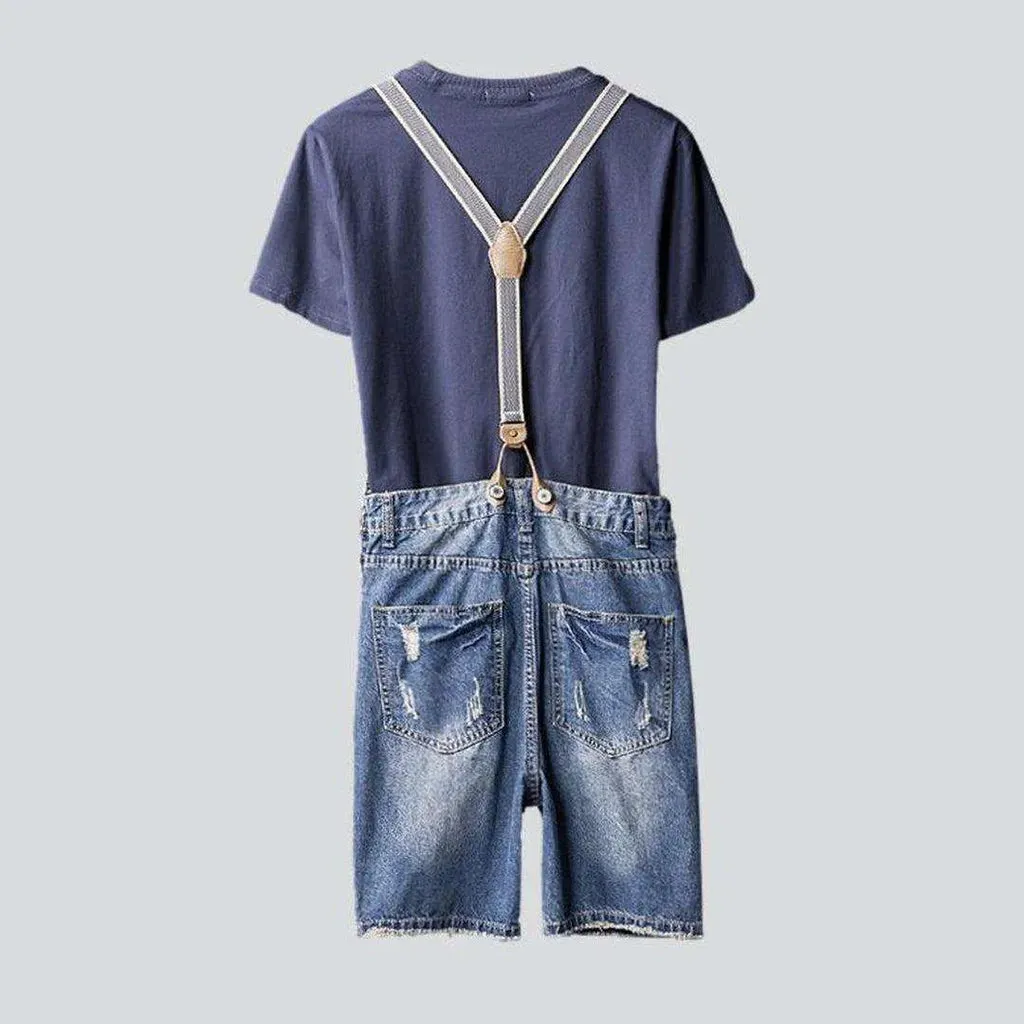 Men's jean overall shorts