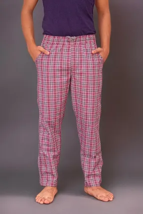 Men's Summer Check Pants-dark red