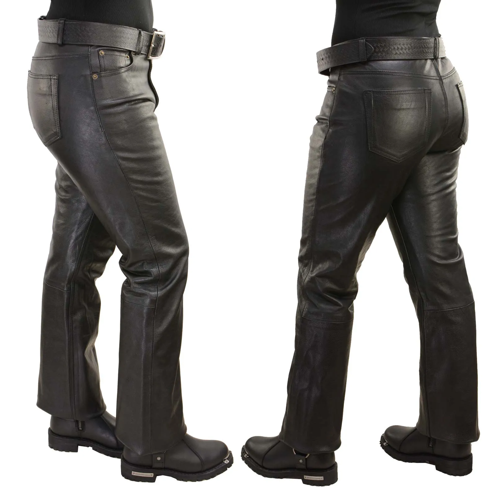 Milwaukee Leather LKL6790 Women's Classic 5 Pocket Black Casual Motorcycle Leather Pants