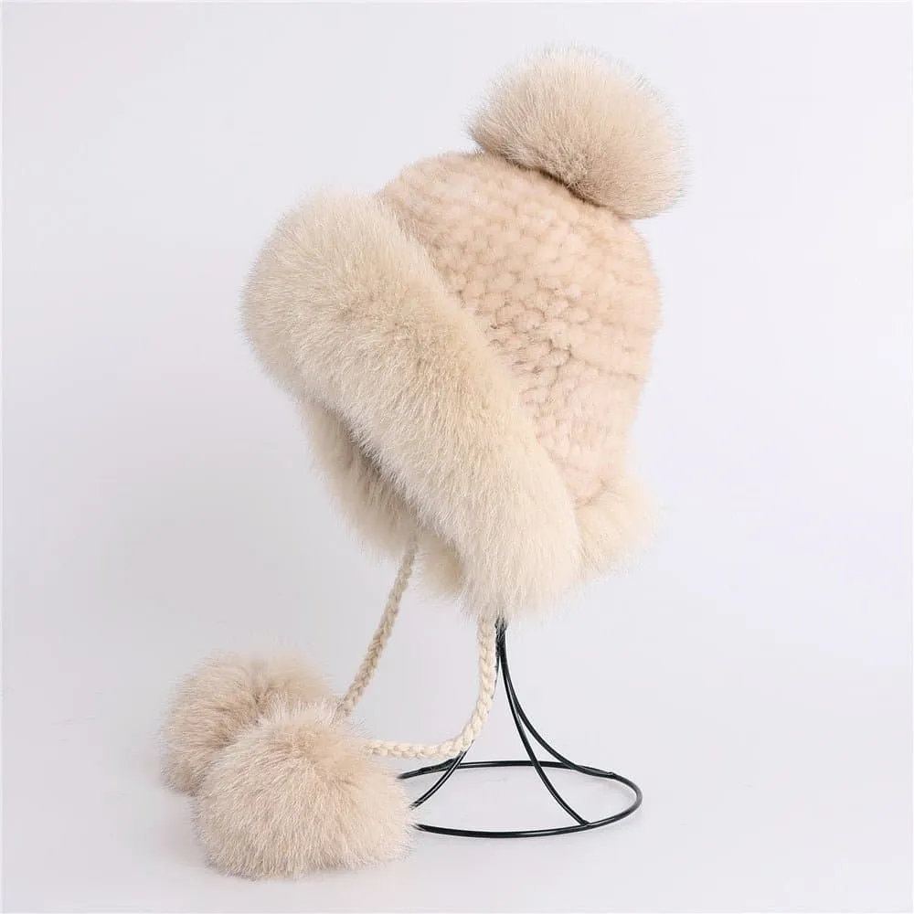 Mink Fur Bomber Cap