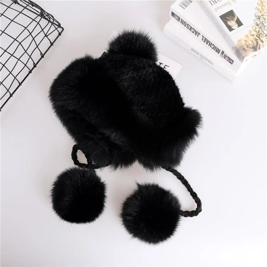 Mink Fur Bomber Cap