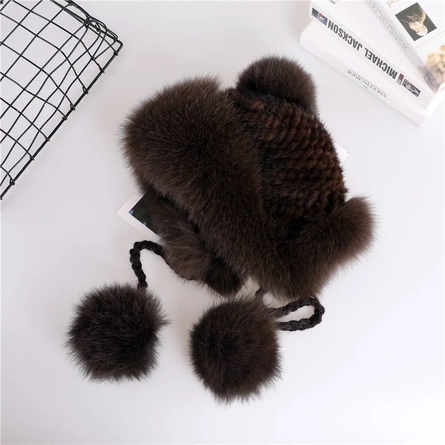 Mink Fur Bomber Cap