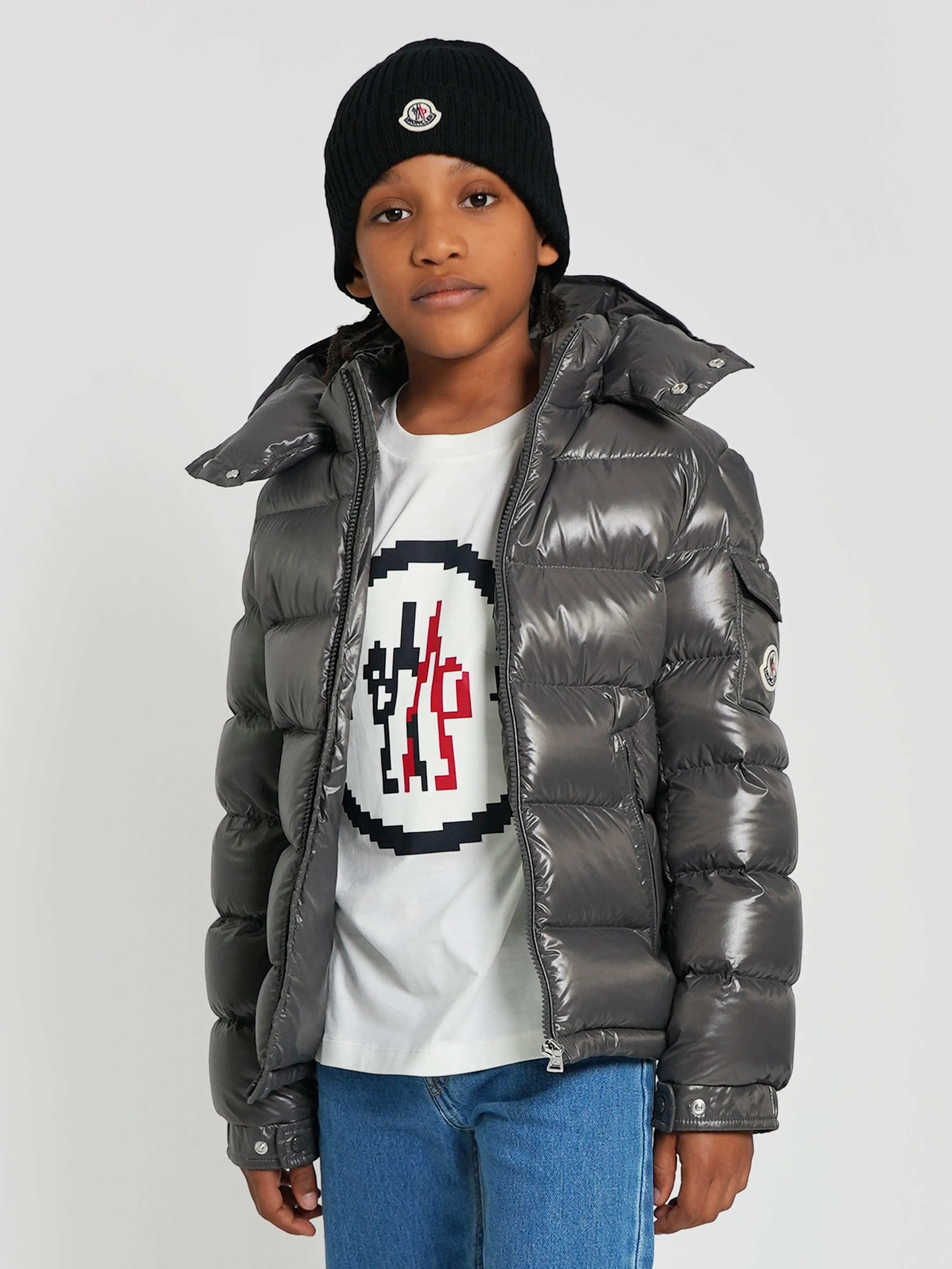 Moncler Enfant Boys Down Padded New Maya Jacket in Grey