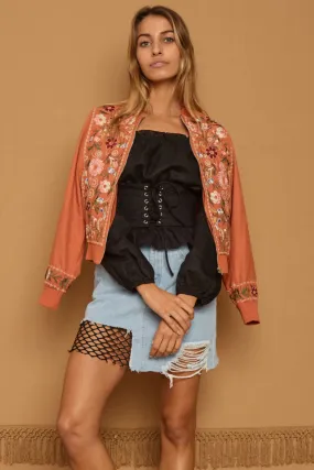 Moon Child Bomber Jacket Tan