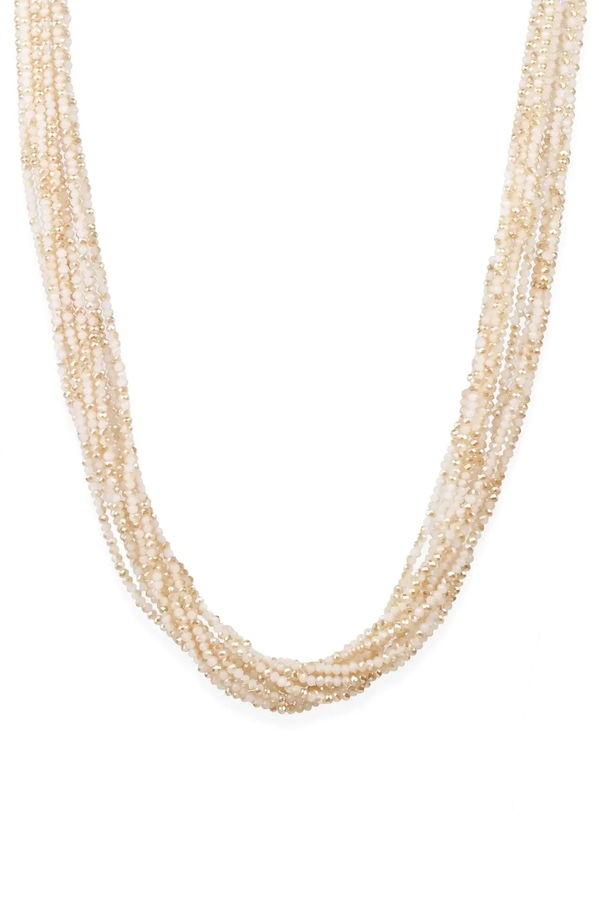 Multi Strand Taupe Bead Short Necklace