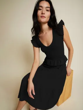 Nation LTD - Fabienne Fused Ruffle Dress in Jet Black