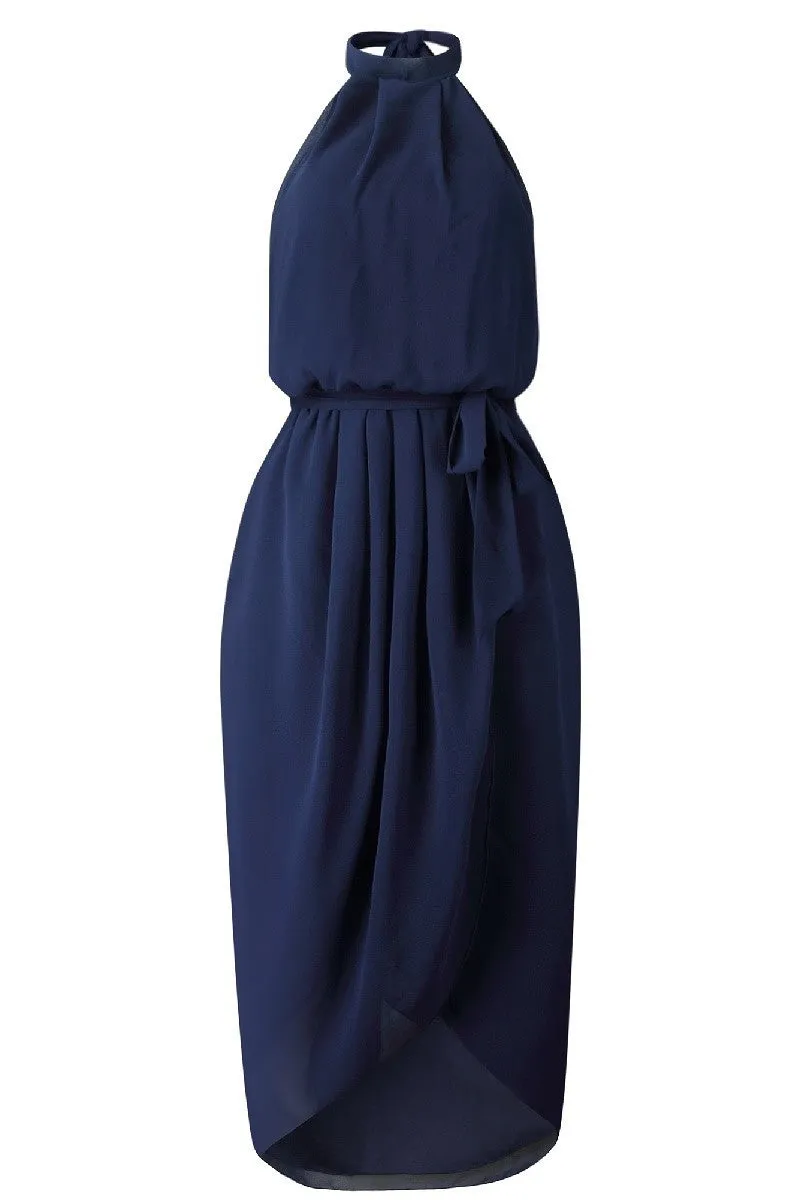 Navy Blue Halter Dress