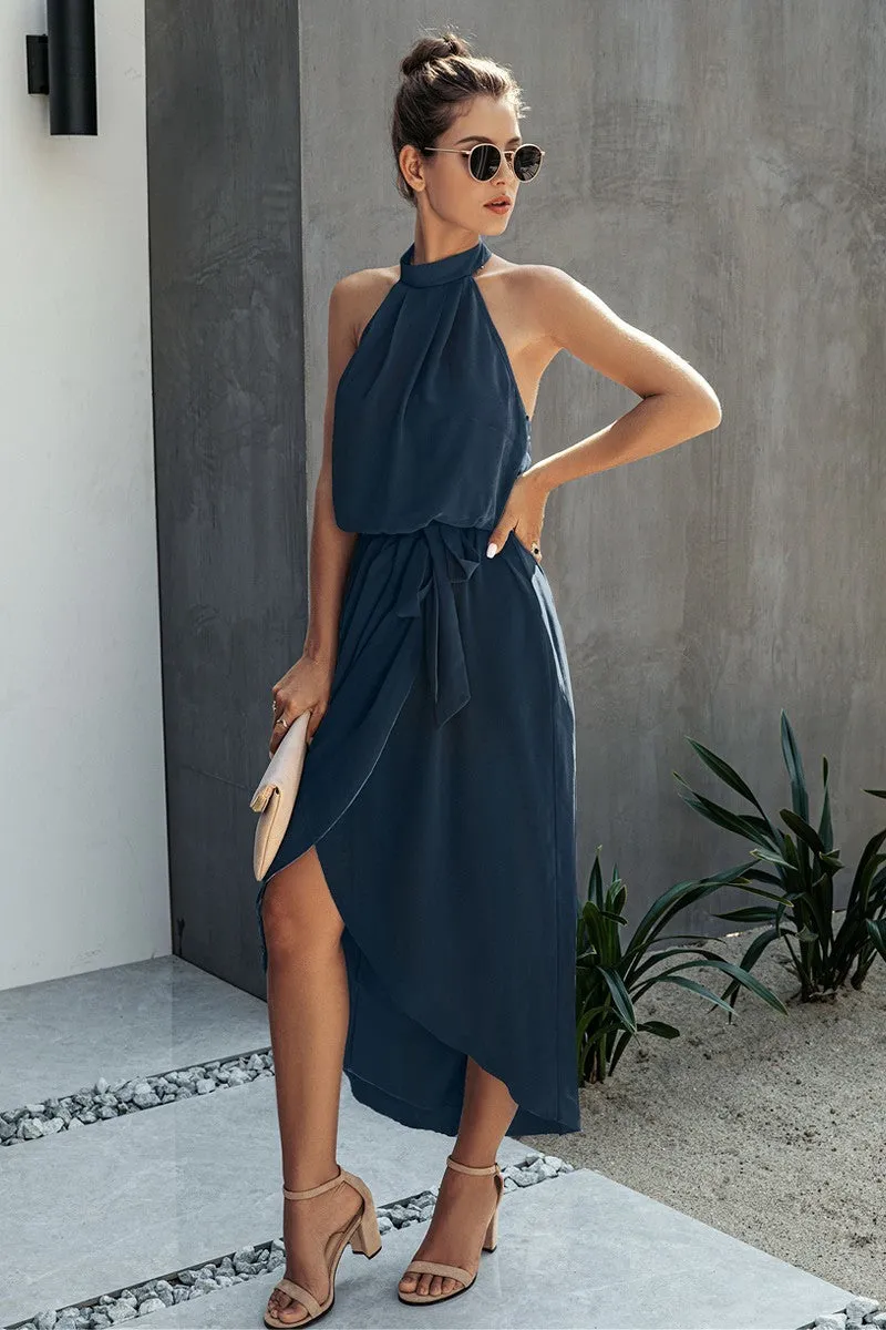 Navy Blue Halter Dress