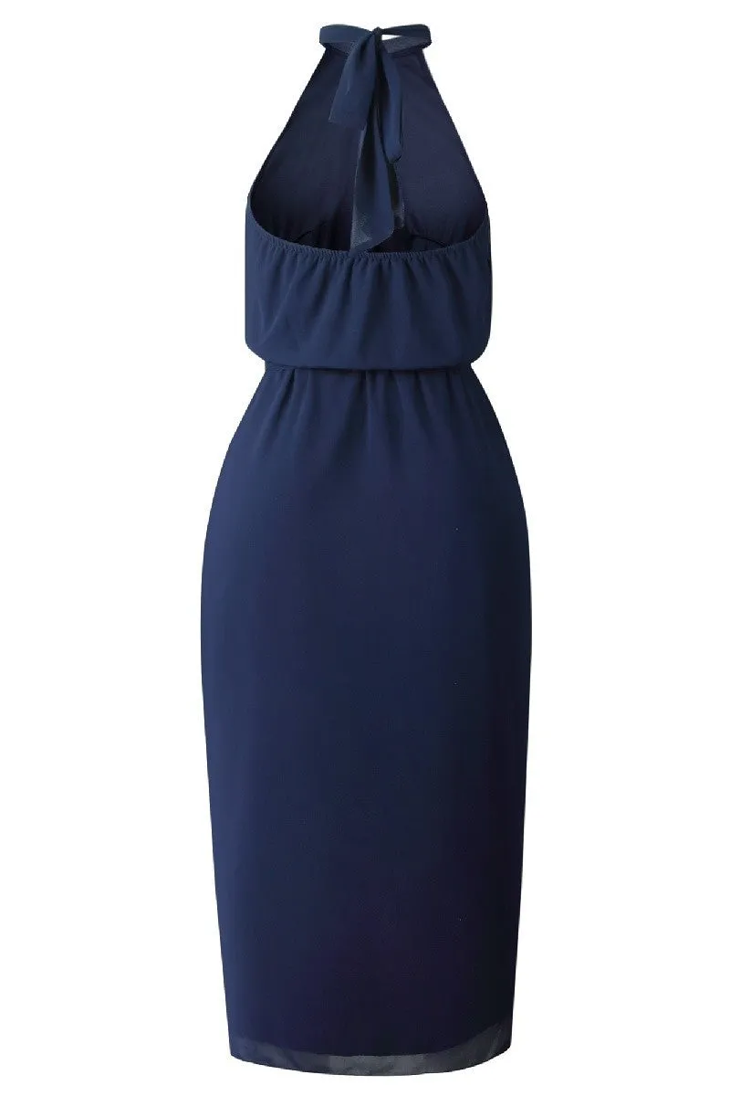 Navy Blue Halter Dress