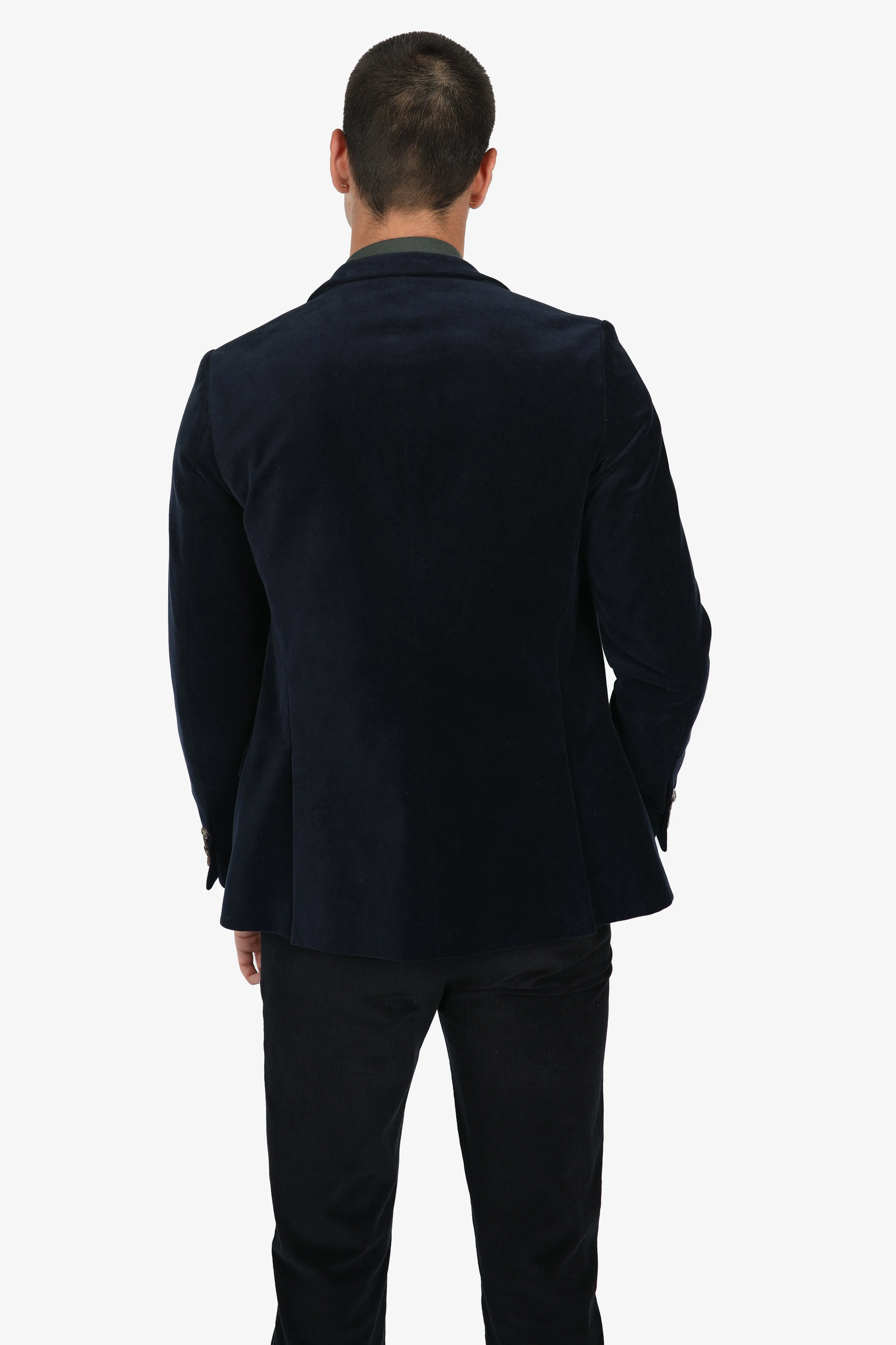 Navy Cotton Velvet Blazer