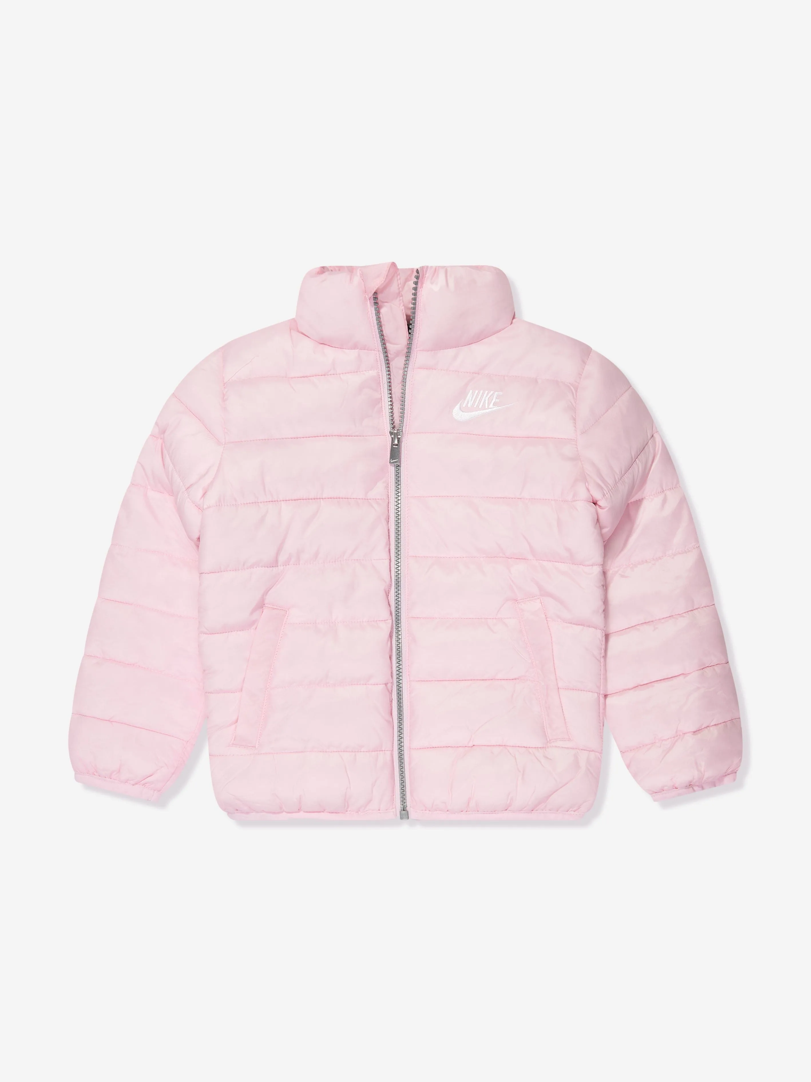 Nike Girls Solid Down Puffer Jacket in Pink