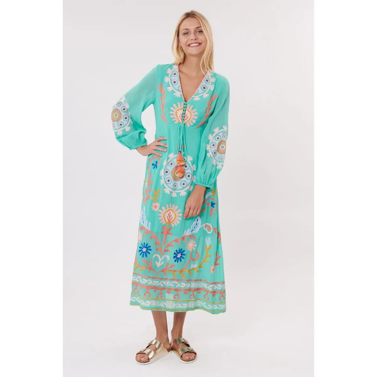 Objectif Embroidered Dress - Seafoam