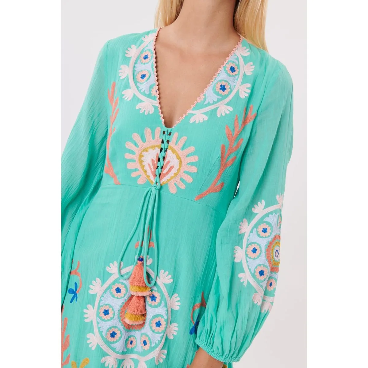 Objectif Embroidered Dress - Seafoam