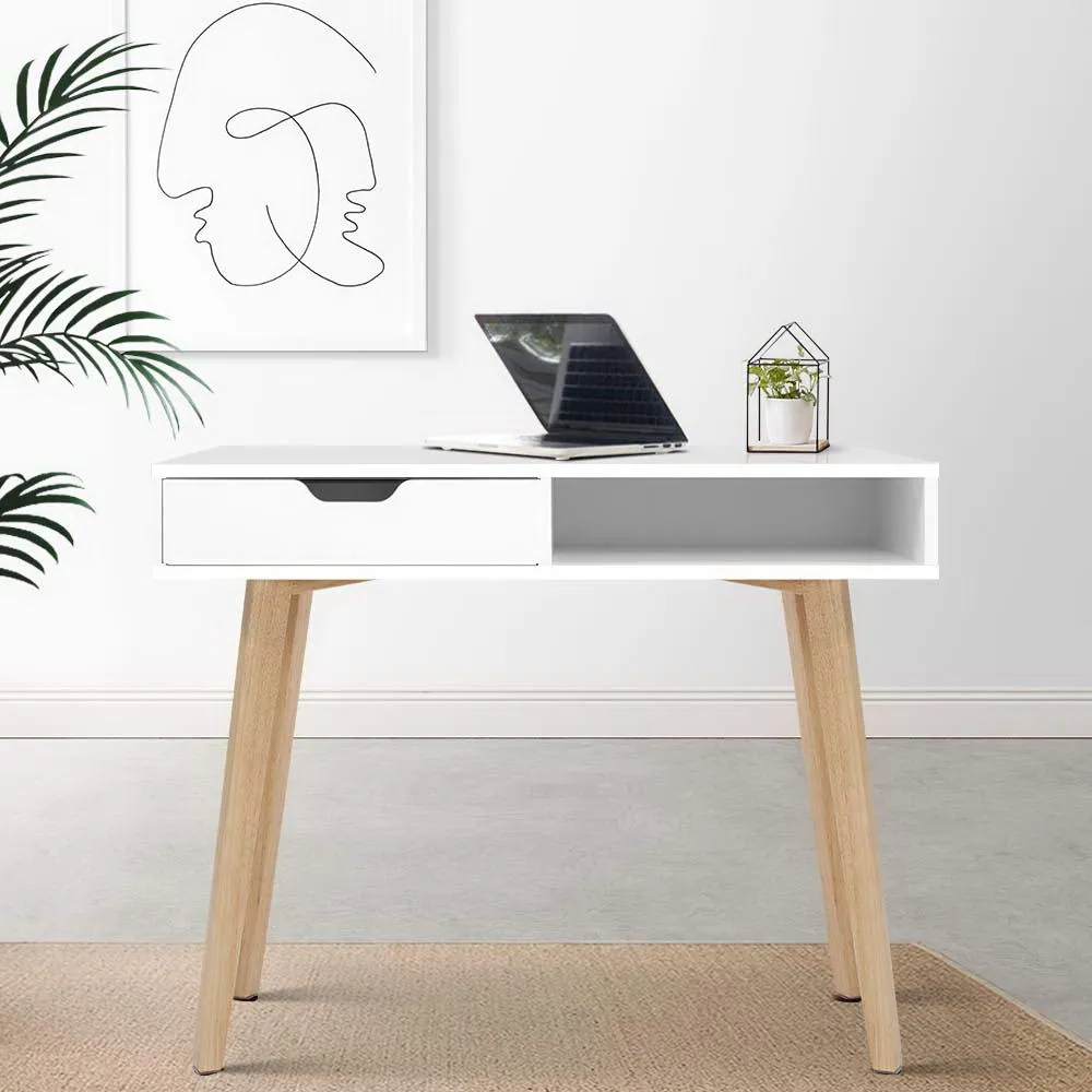 Office Computer Desk Study Table Storage Drawers Student Laptop Scandi Look