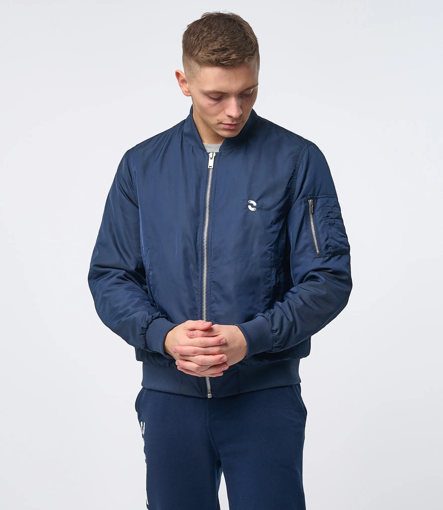 Omnitau Men's Hybrid Recycled Bomber Jacket - French Navy