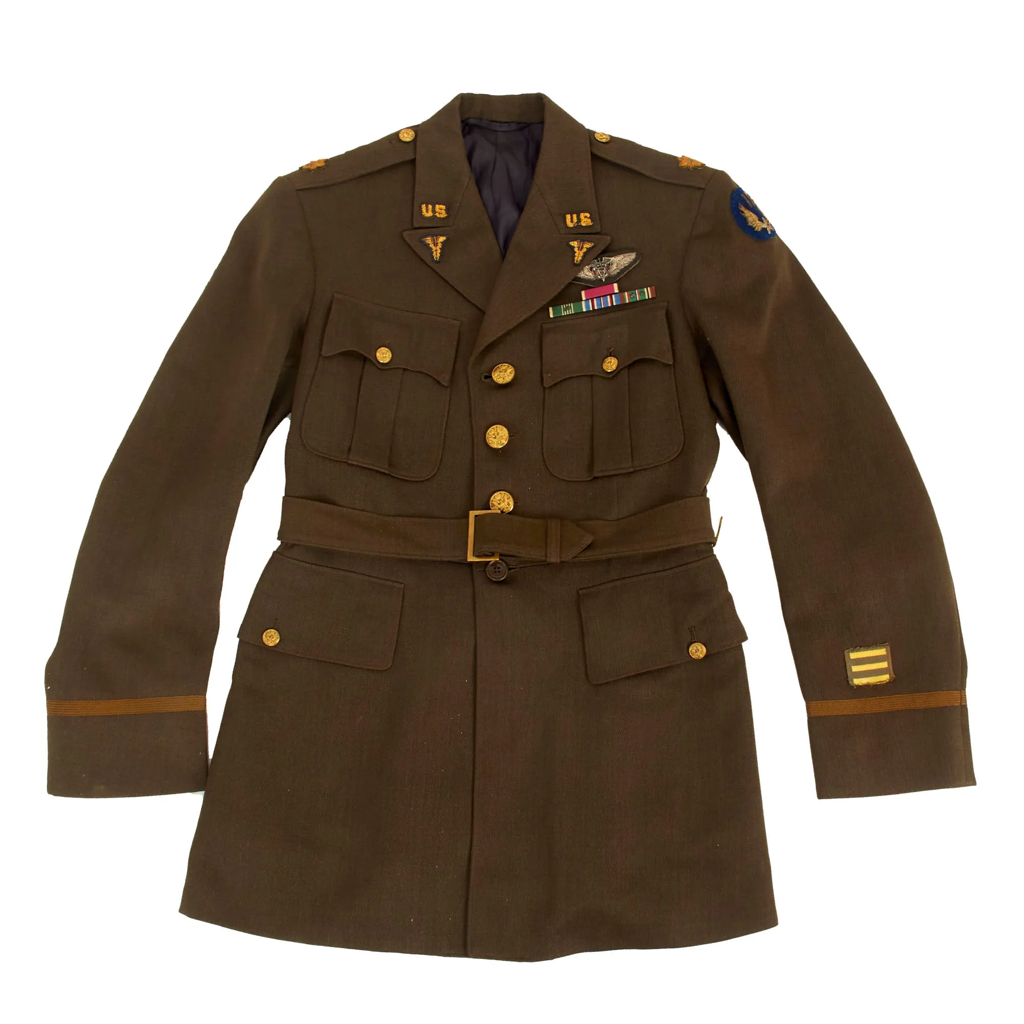 Original U.S. WWII Named US 15th Air Force Medical Corps Flight Surgeon Uniform Set For Major G.W. Hubert With Full Bullion Insignia