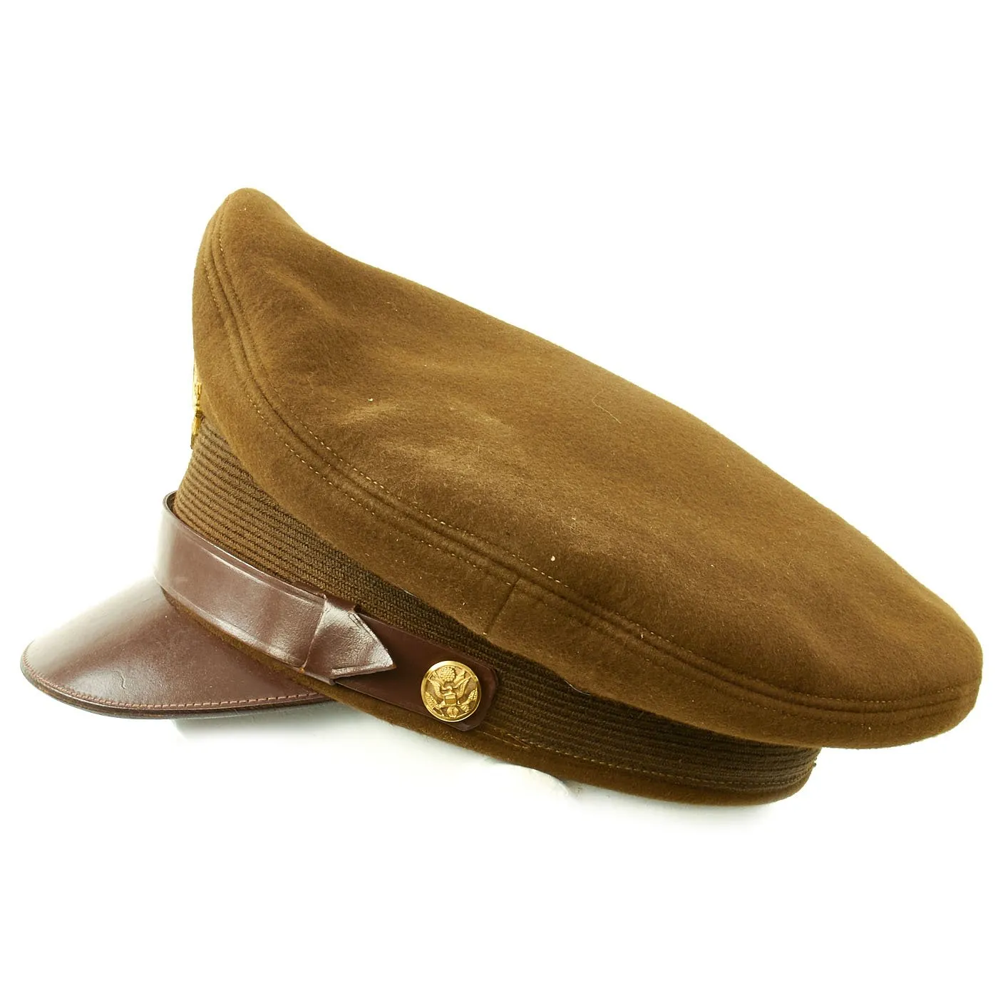 Original U.S. WWII USAAF Named Officer OD Green Crush Cap by Craddock of Kansas City