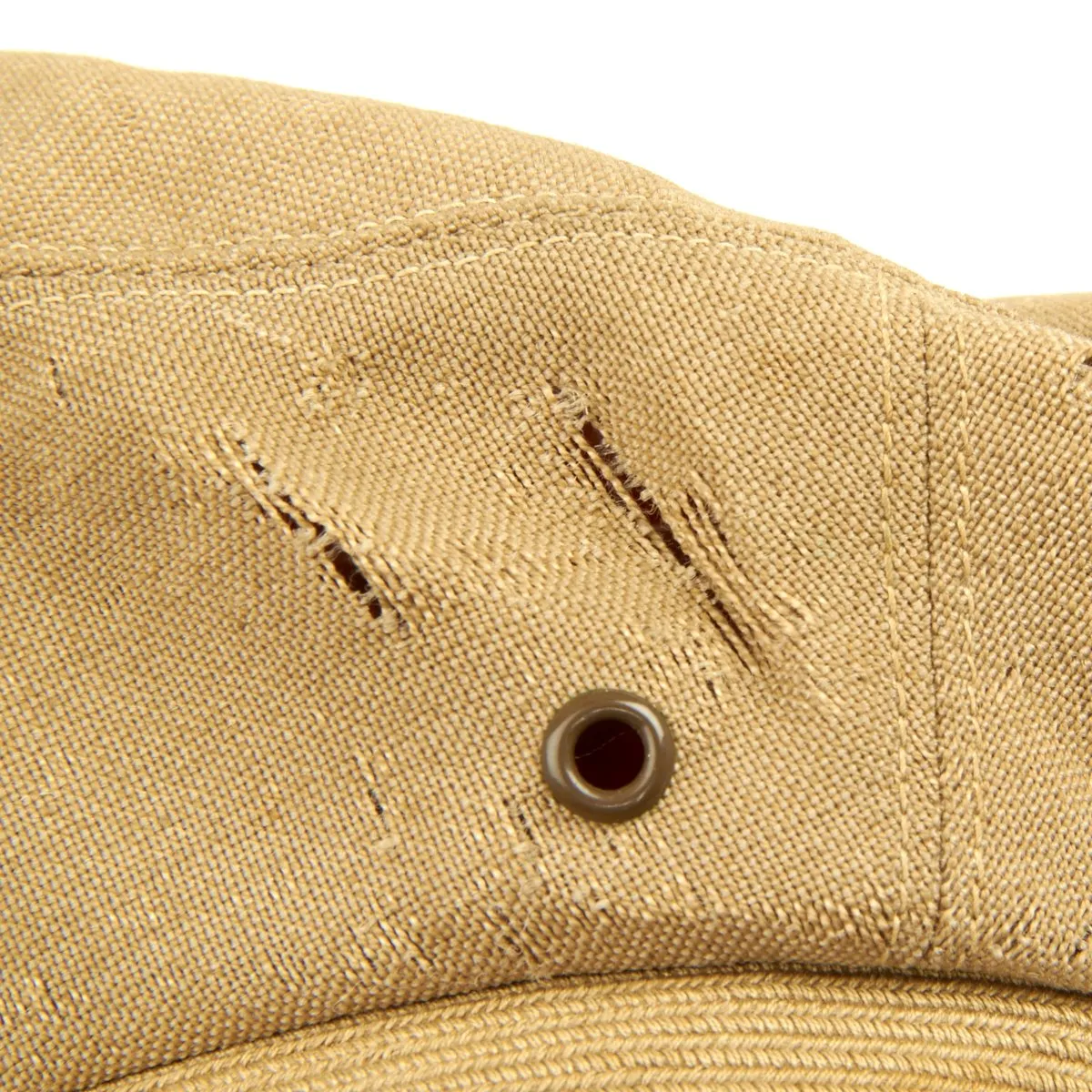 Original U.S. WWII USAAF Officer Khaki AIRFLOW Crush Cap With Rear Chin Strap - Size 6 7/8