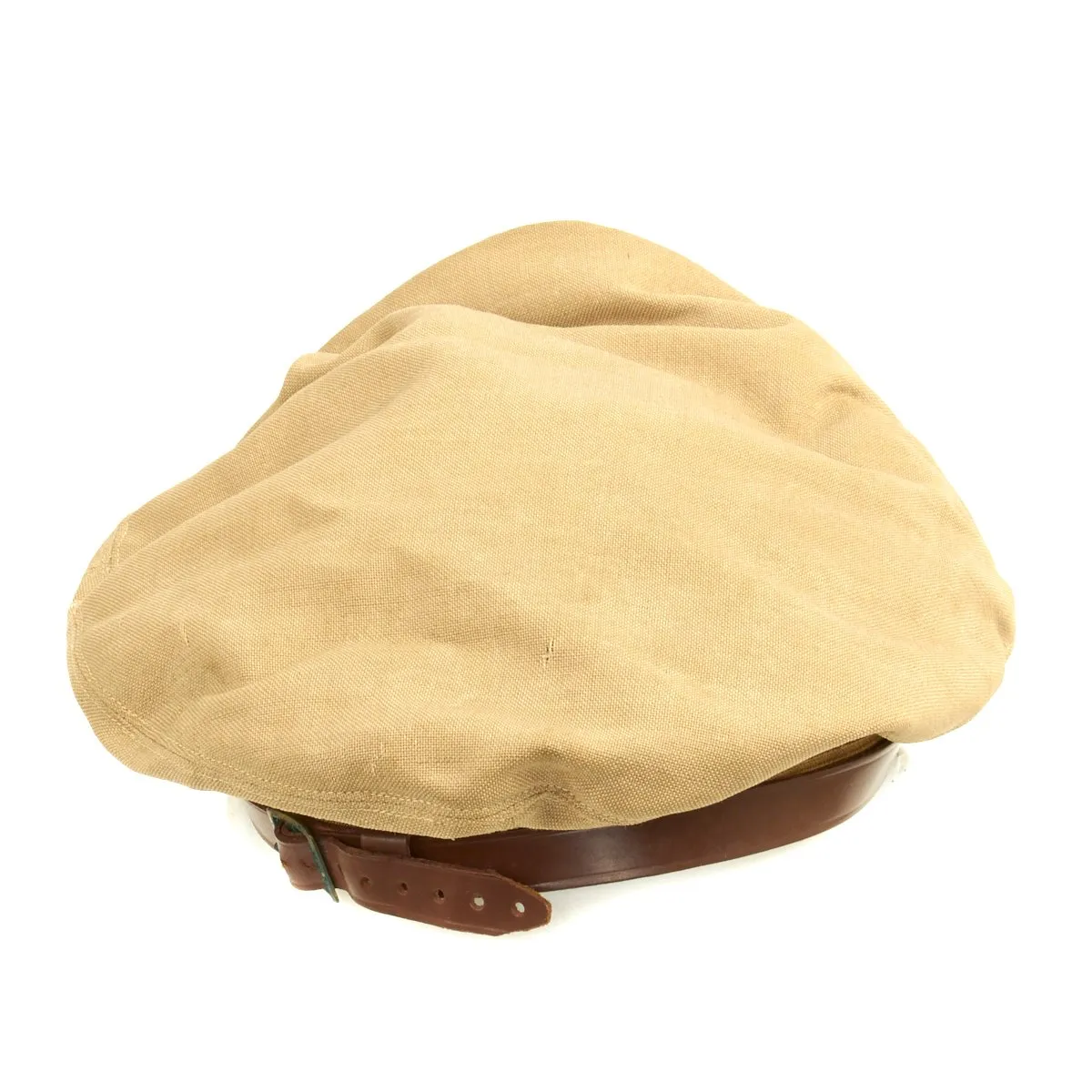 Original U.S. WWII USAAF Officer Khaki AIRFLOW Crush Cap With Rear Chin Strap - Size 6 7/8