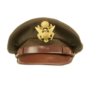 Original U.S. WWII USAAF Officer OD Green FLIGHT ACE Crush Cap With Rear Chin Strap - Size 7 1/4