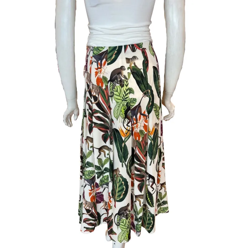 Oscar De La Renta Jungle Print Midi Skirt