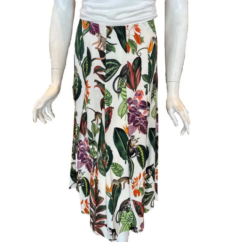 Oscar De La Renta Jungle Print Midi Skirt