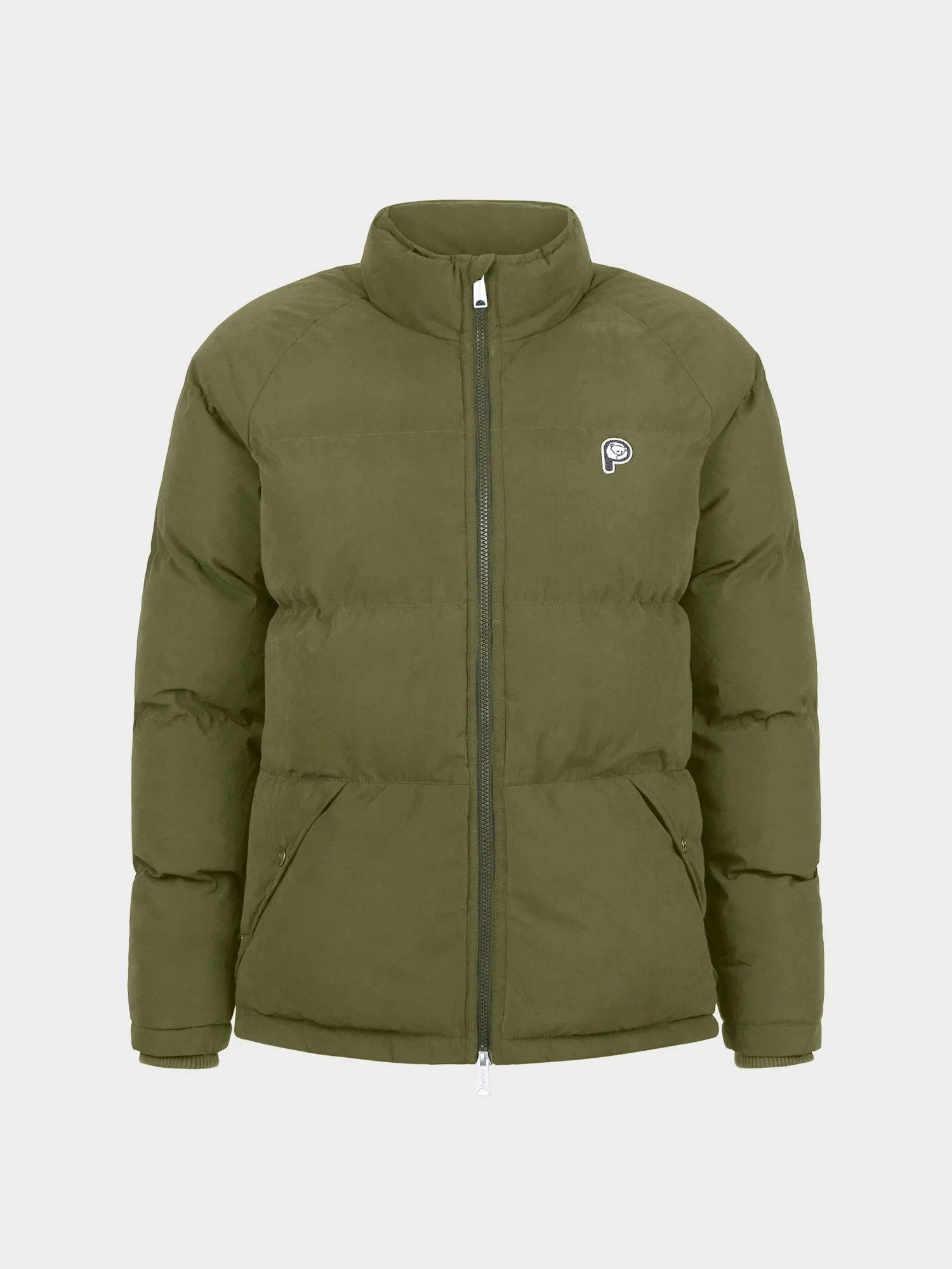 P Bear Funnel Neck Puffer Jacket in Forest Night