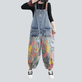 Painted y2k jean overall for women