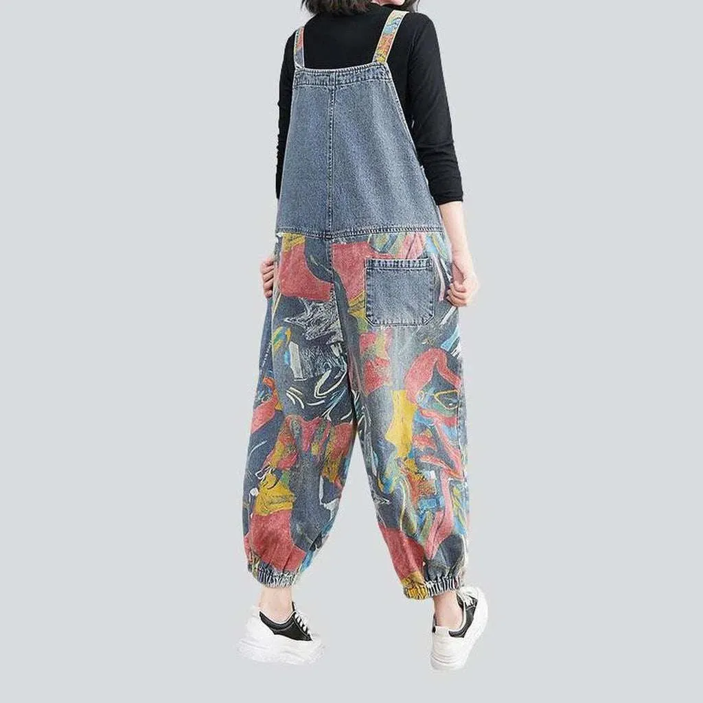 Painted y2k jean overall for women