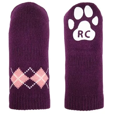 PAWks Anti-Slip Dog Socks - Grape Argyle